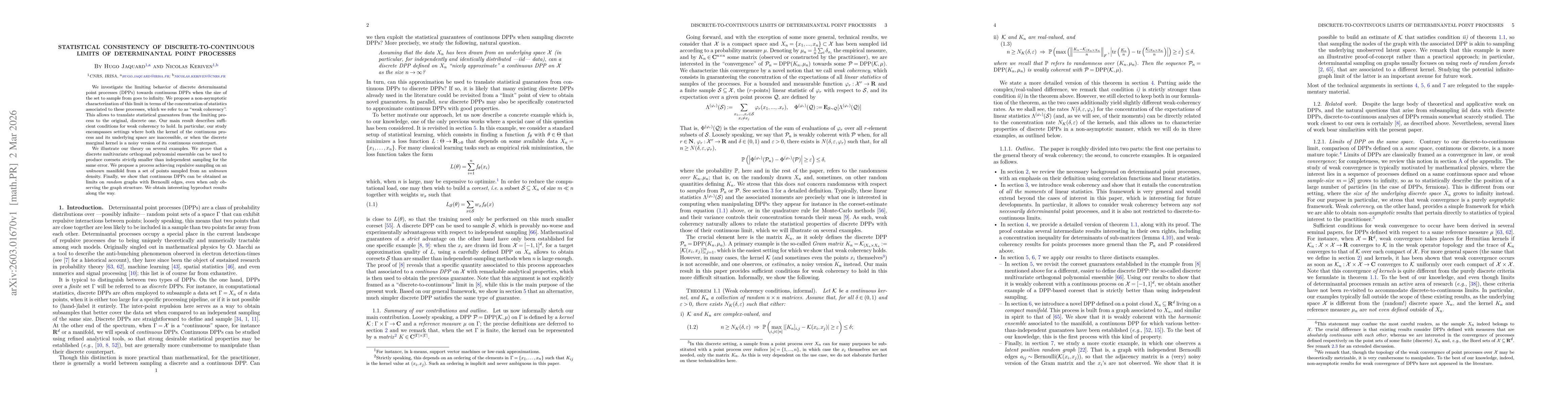 Thumbnail for Statistical Consistency of Discrete-to-Continuous Limits of Determinantal Point Processes