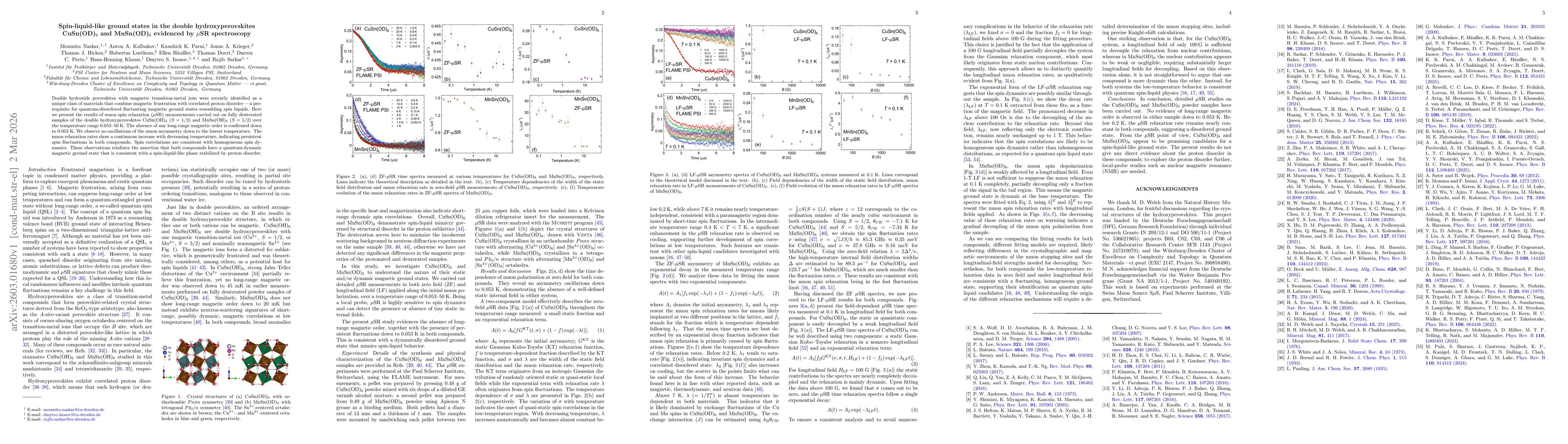 Thumbnail for Spin-liquid-like ground states in the double hydroxyperovskites CuSn(OD)6 and MnSn(OD)6 evidenced by μSR spectroscopy