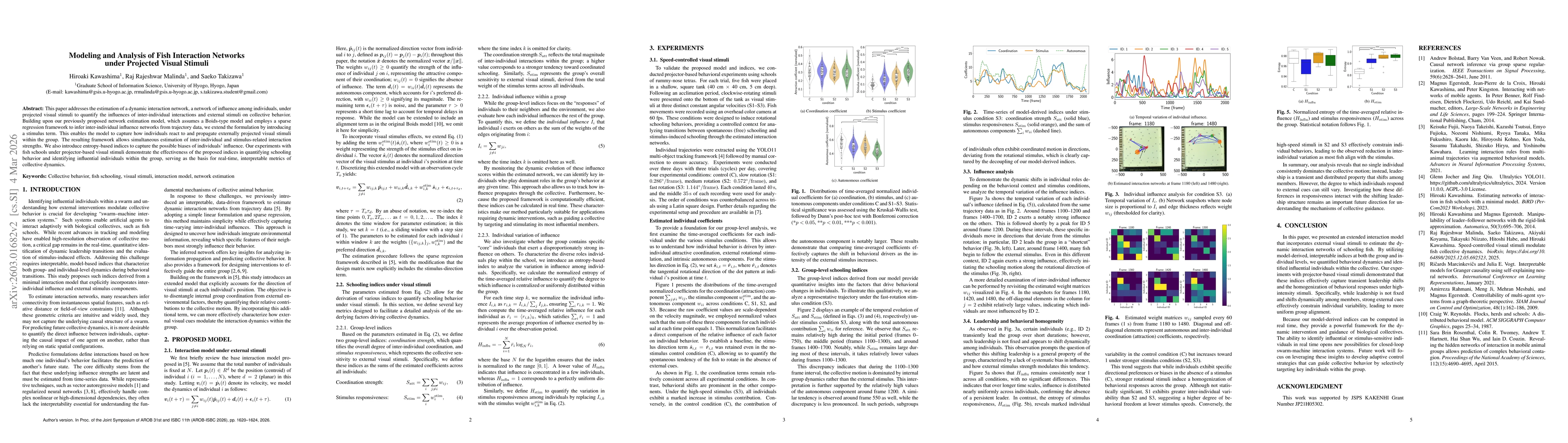 Thumbnail for Modeling and Analysis of Fish Interaction Networks under Projected Visual Stimuli