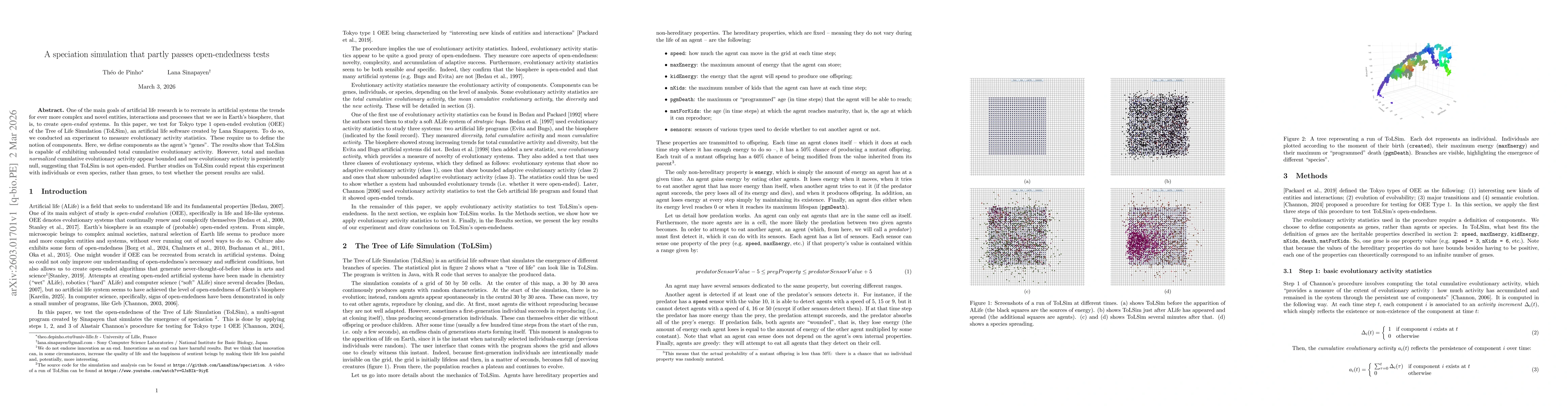 Thumbnail for A speciation simulation that partly passes open-endedness tests