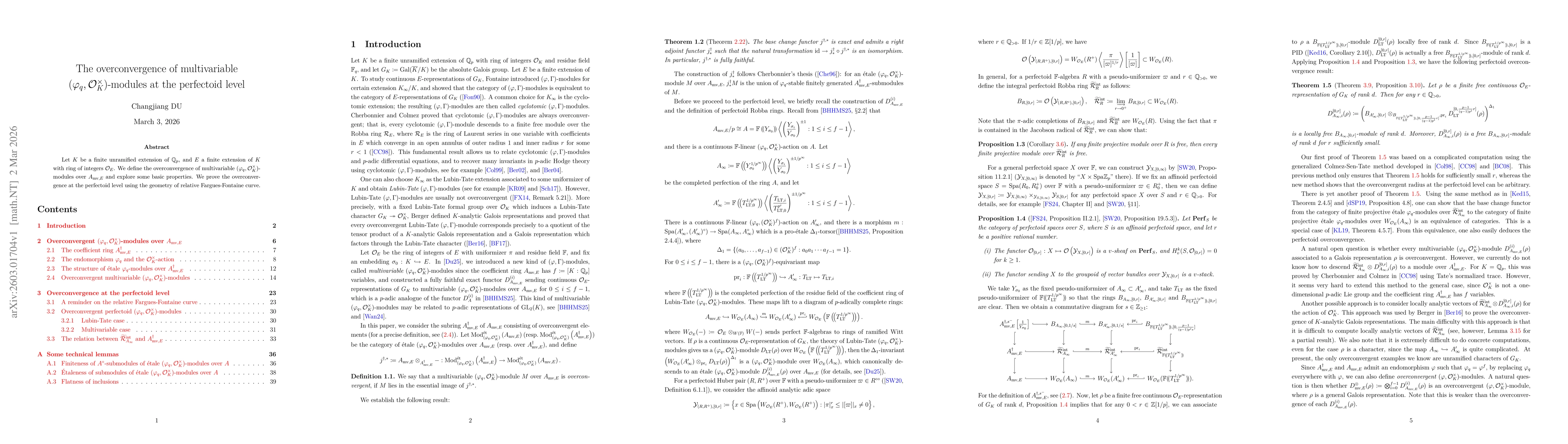 Thumbnail for The overconvergence of multivariable $(\varphi_q,\mathcal{O}_K^{\times})$-modules at the perfectoid level