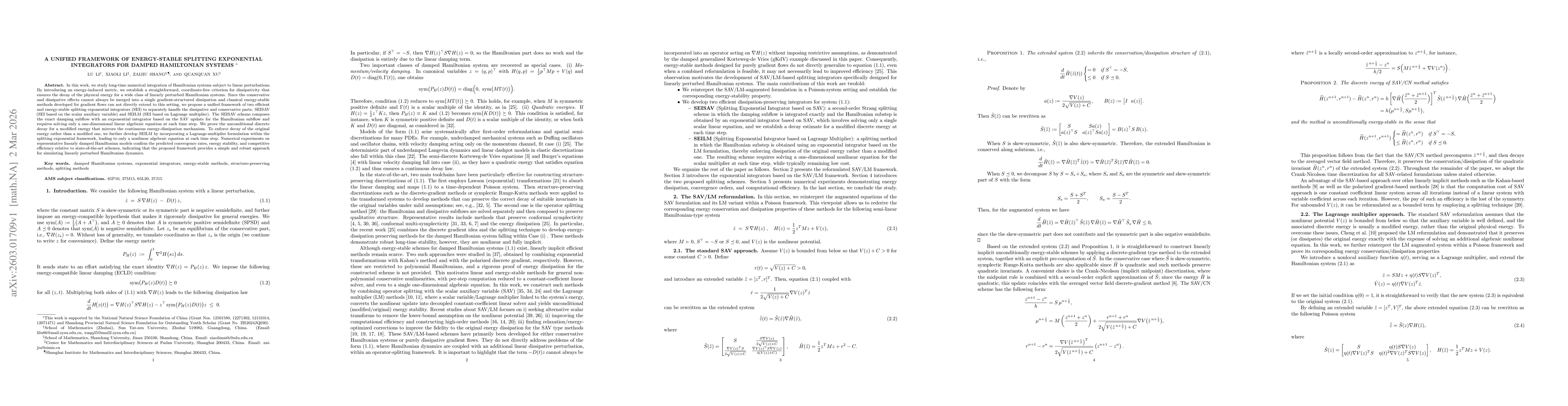 Thumbnail for A unified framework of energy-stable splitting exponential integrators for damped Hamiltonian systems