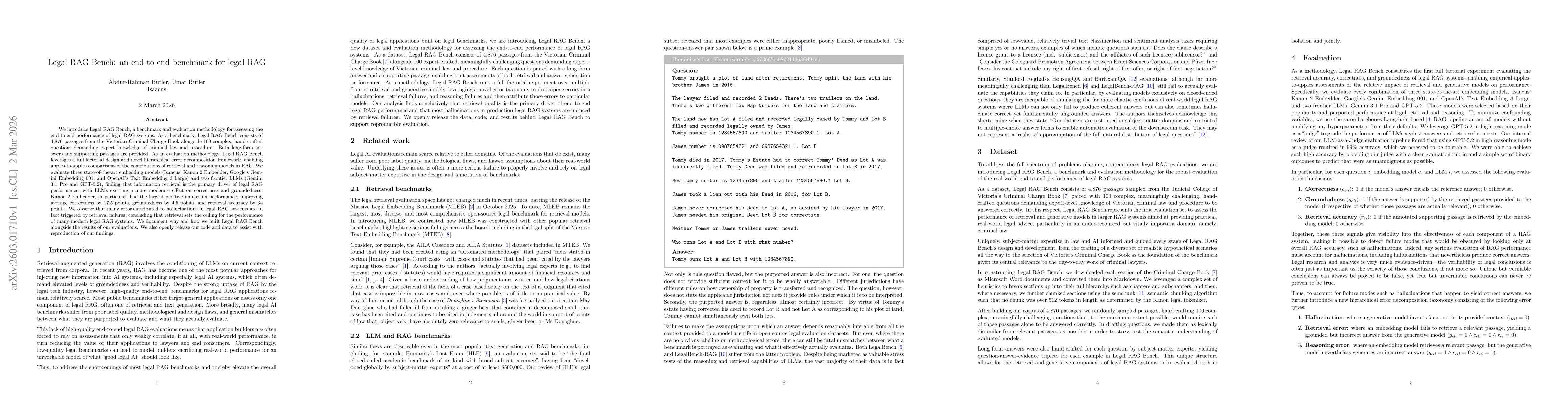 Thumbnail for Legal RAG Bench: an end-to-end benchmark for legal RAG