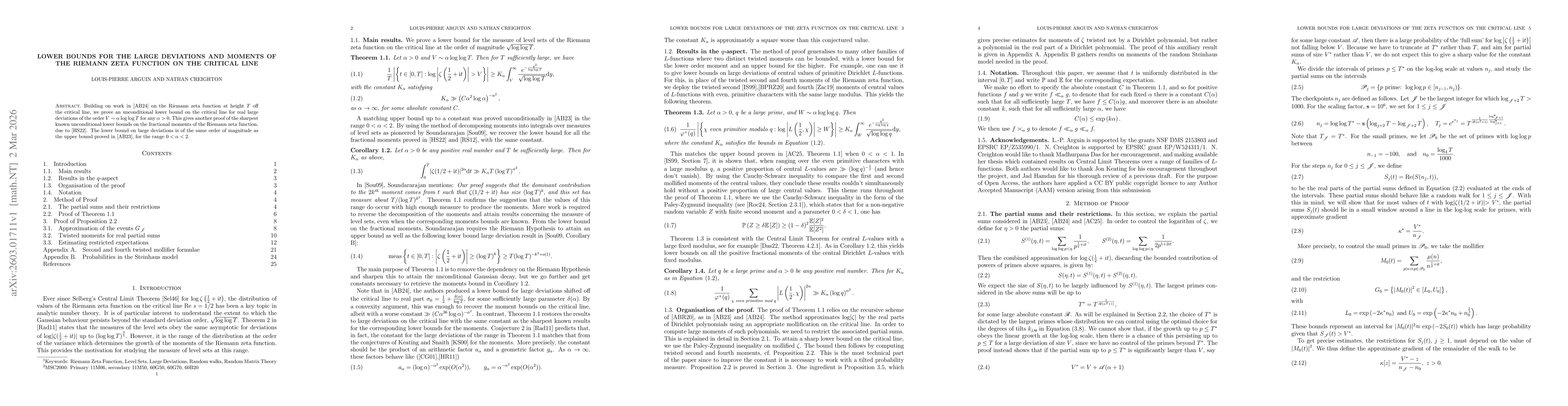 Thumbnail for Lower bounds for the large deviations and moments of the Riemann zeta function on the critical line