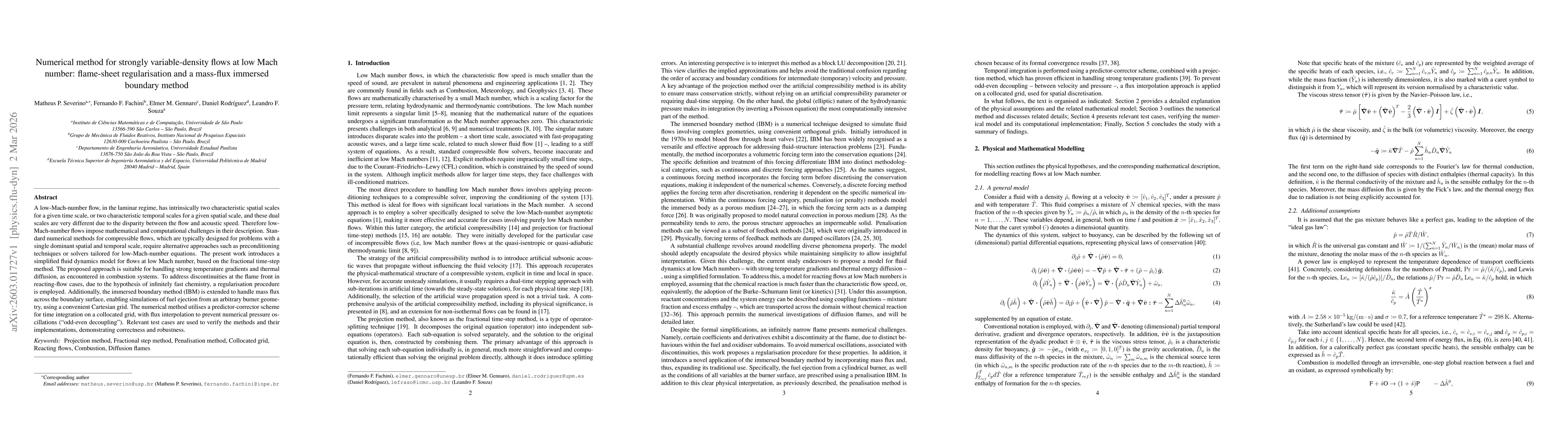 Thumbnail for Numerical method for strongly variable-density flows at low Mach number: flame-sheet regularisation and a mass-flux immersed boundary method