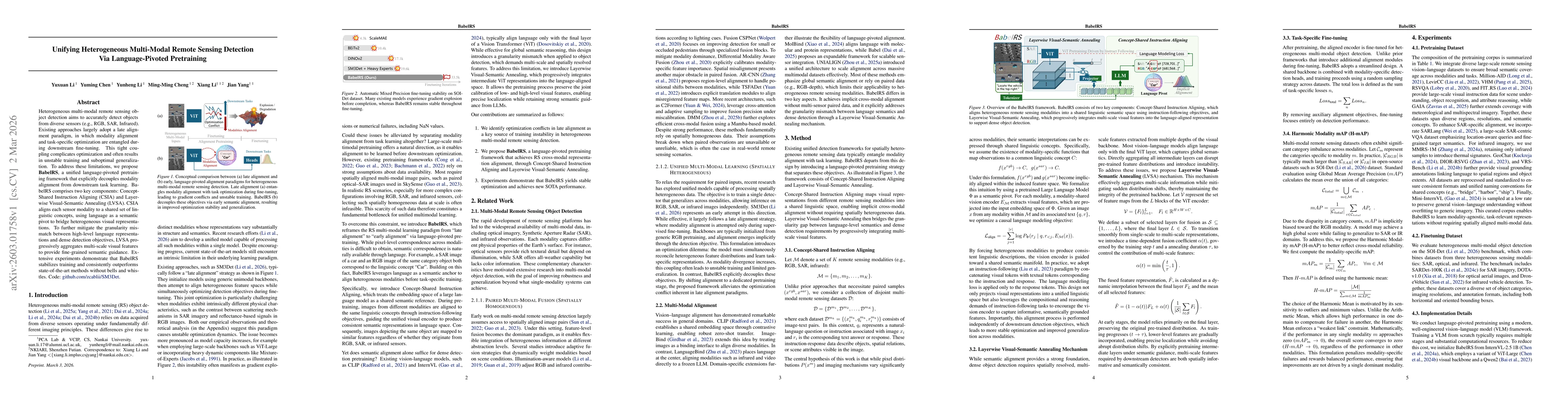 Thumbnail for Unifying Heterogeneous Multi-Modal Remote Sensing Detection Via Language-Pivoted Pretraining