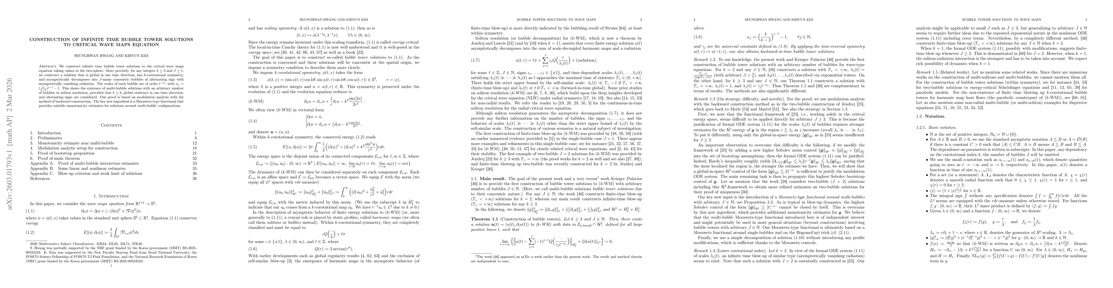 Thumbnail for Construction of infinite time bubble tower solutions to critical wave maps equation
