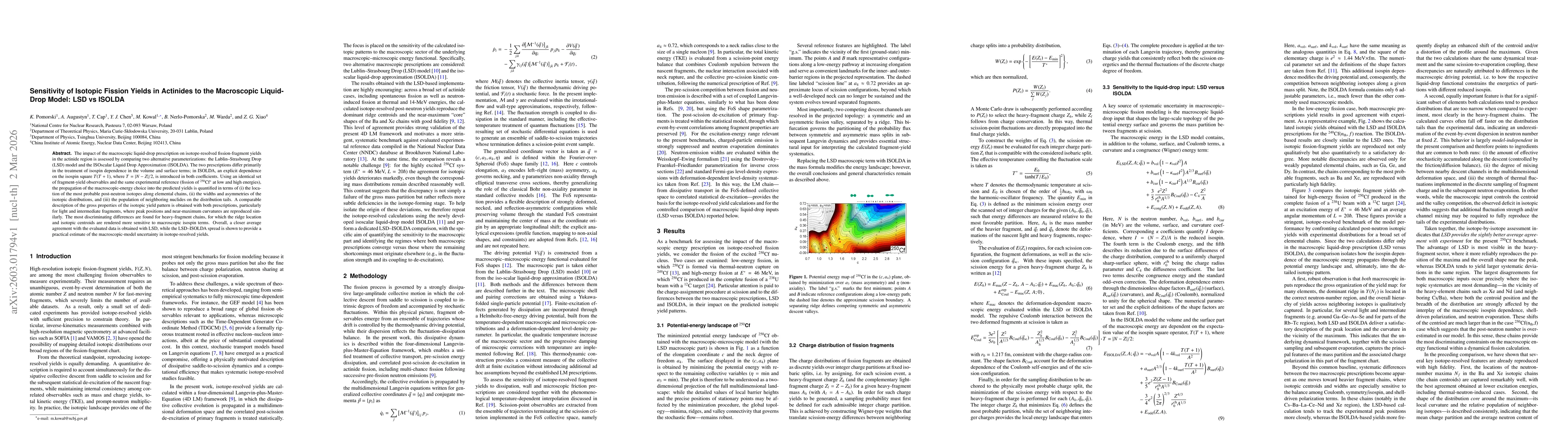 Thumbnail for Sensitivity of Isotopic Fission Yields in Actinides to the Macroscopic Liquid-Drop Model: LSD vs ISOLDA