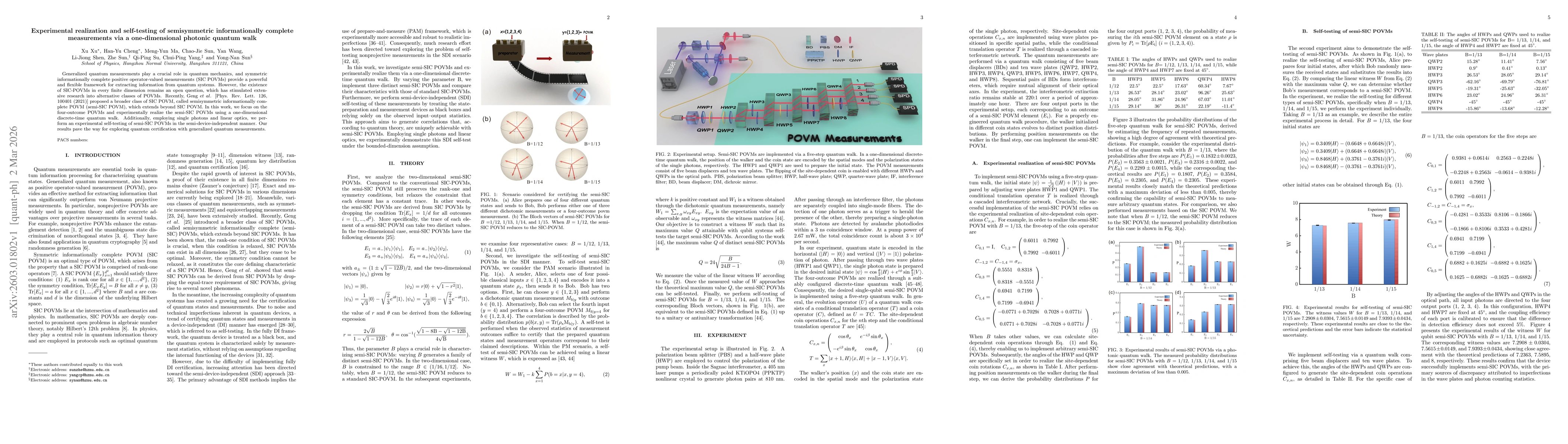 Thumbnail for Experimental realization and self-testing of semisymmetric informationally complete measurements via a one-dimensional photonic quantum walk