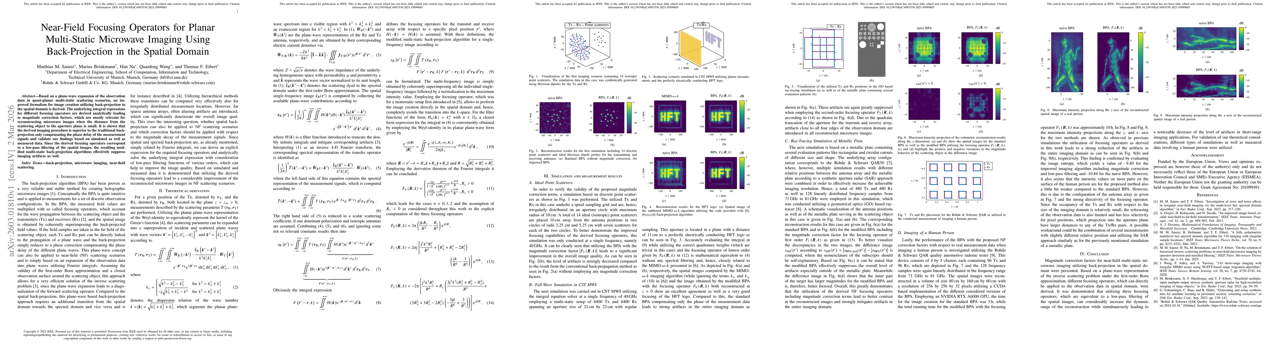 Thumbnail for Near-Field Focusing Operators for Planar Multi-Static Microwave Imaging Using Back-Projection in the Spatial Domain
