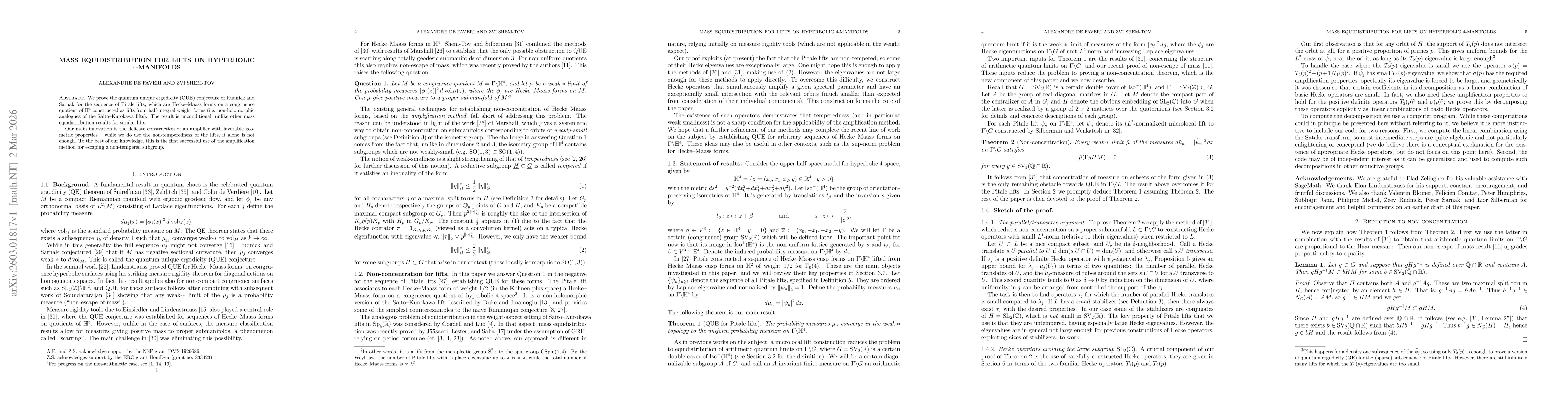Thumbnail for Mass equidistribution for lifts on hyperbolic $4$-manifolds