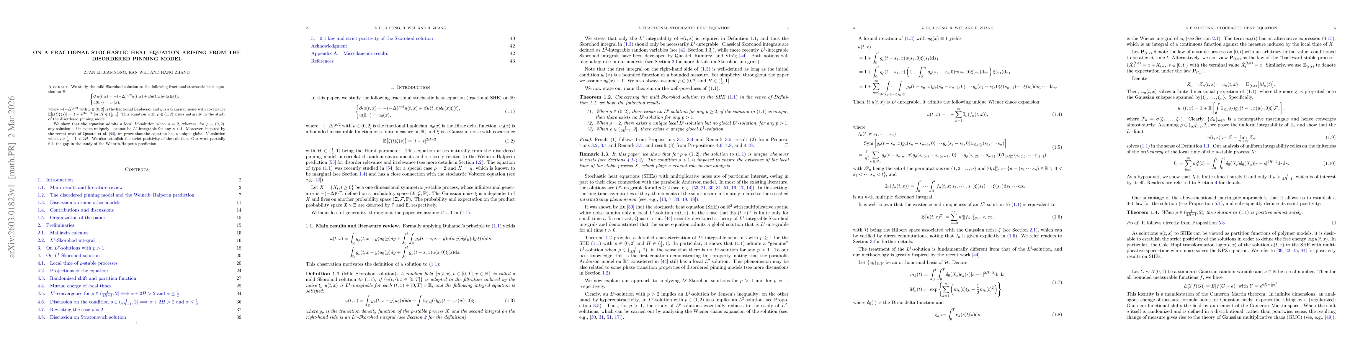 Thumbnail for On a fractional stochastic heat equation arising from the disordered pinning model
