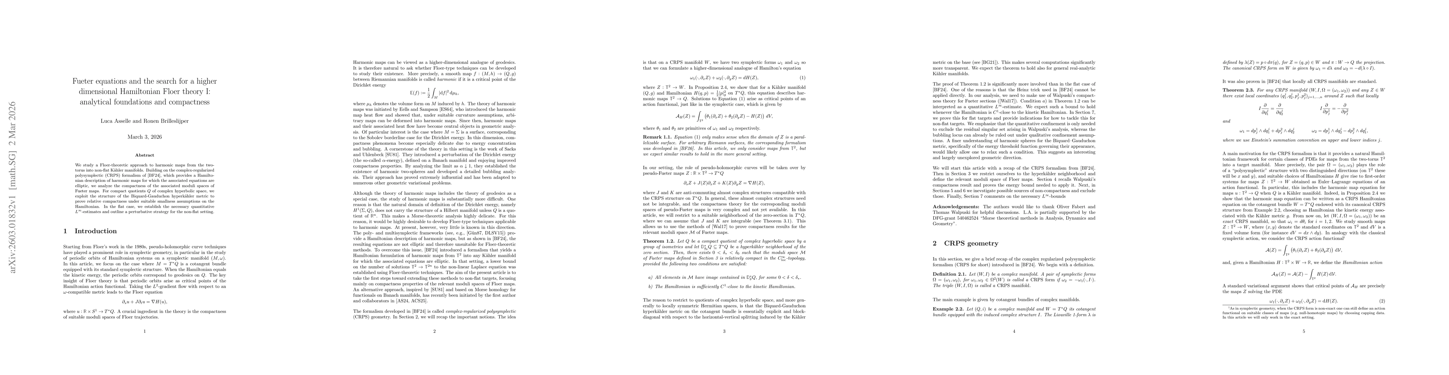 Thumbnail for Fueter equations and the search for a higher dimensional Hamiltonian Floer theory I: analytical foundations and compactness