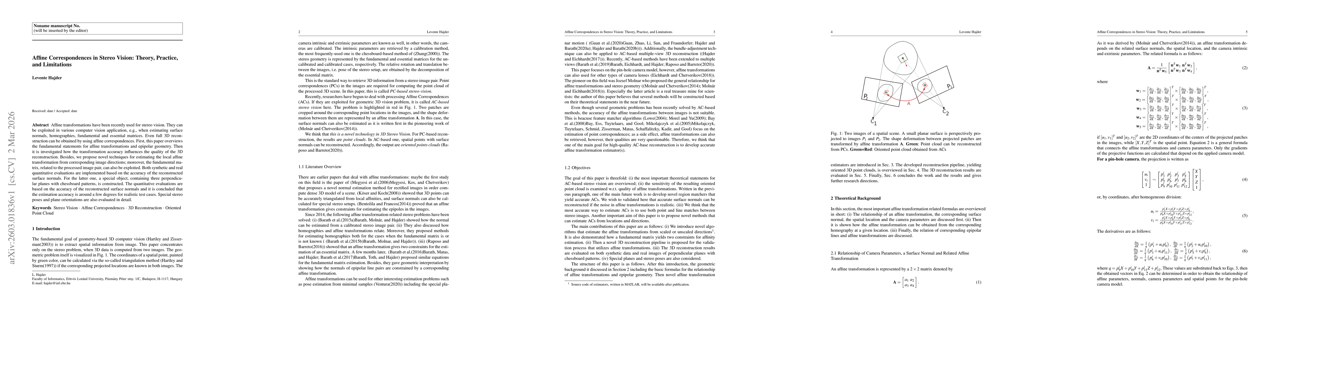Thumbnail for Affine Correspondences in Stereo Vision: Theory, Practice, and Limitations