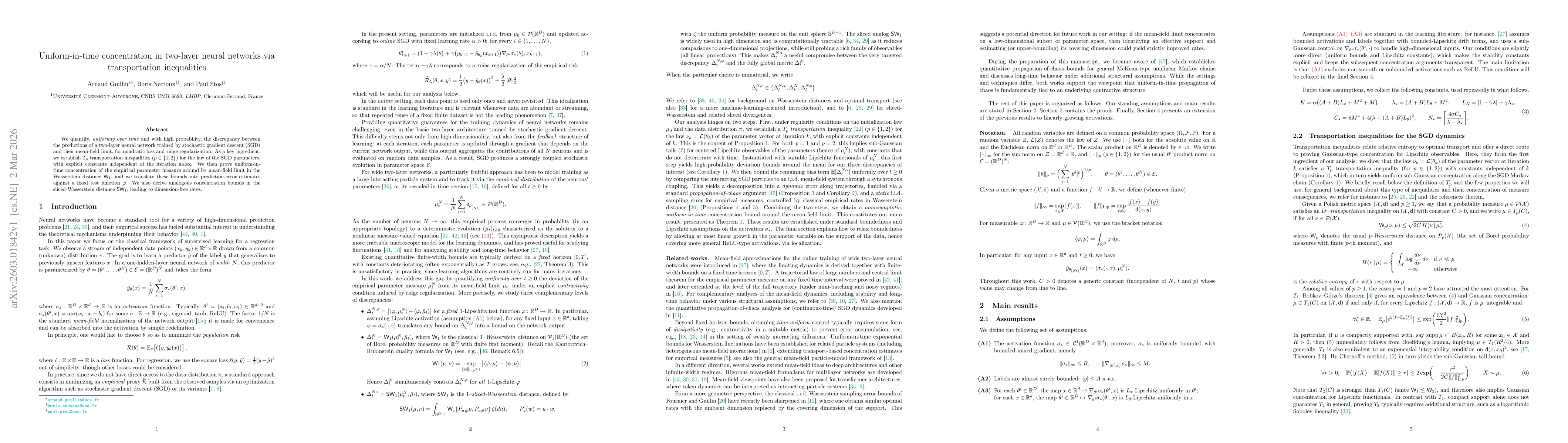 Thumbnail for Uniform-in-time concentration in two-layer neural networks via transportation inequalities