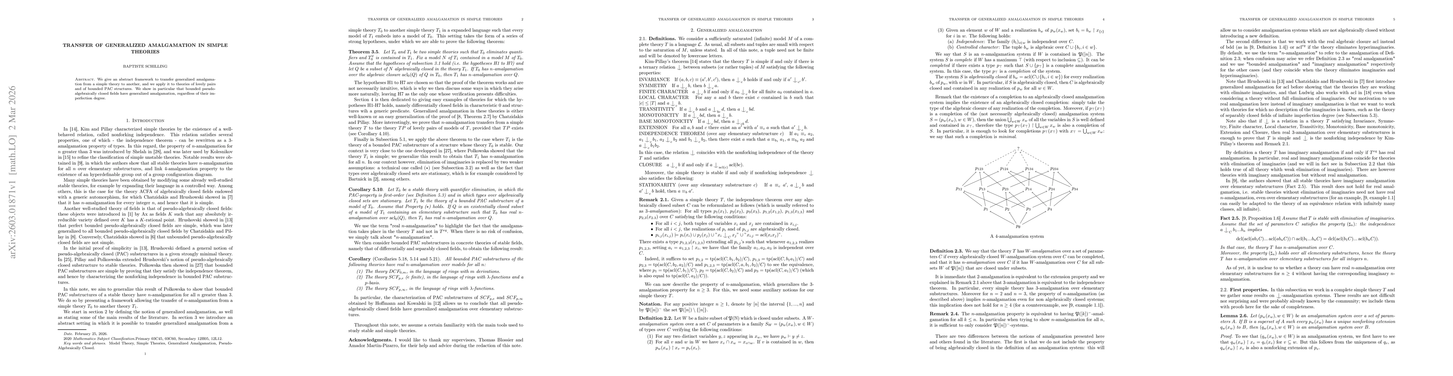 Thumbnail for Transfer of generalized amalgamation in simple theories