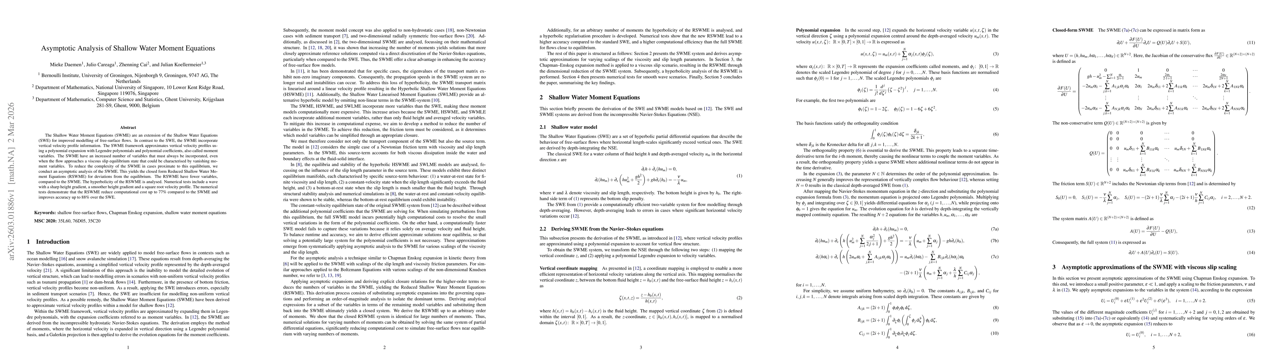Thumbnail for Asymptotic Analysis of Shallow Water Moment Equations