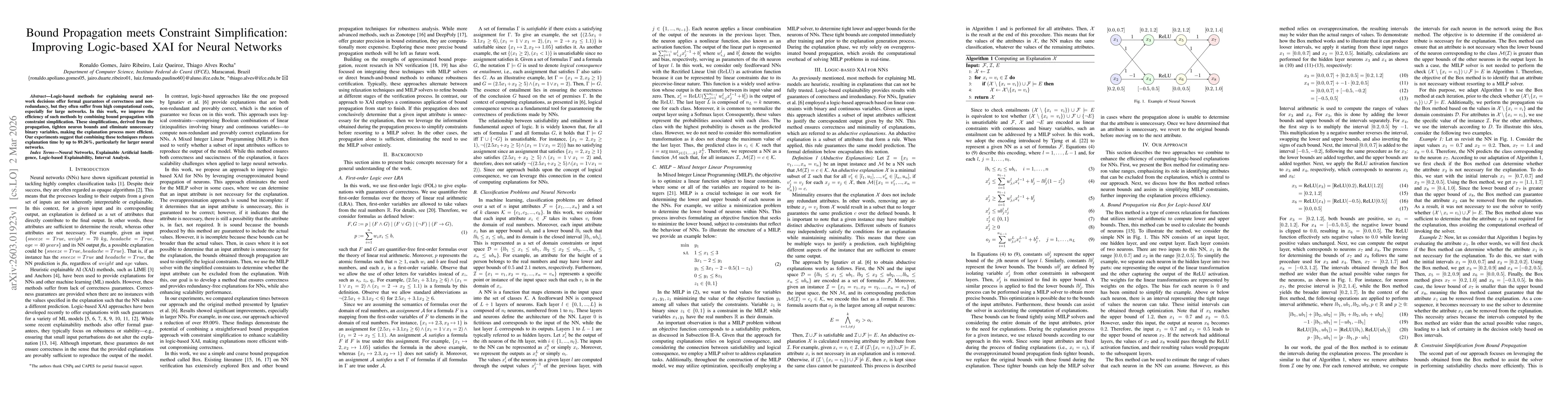 Thumbnail for Bound Propagation meets Constraint Simplification: Improving Logic-based XAI for Neural Networks