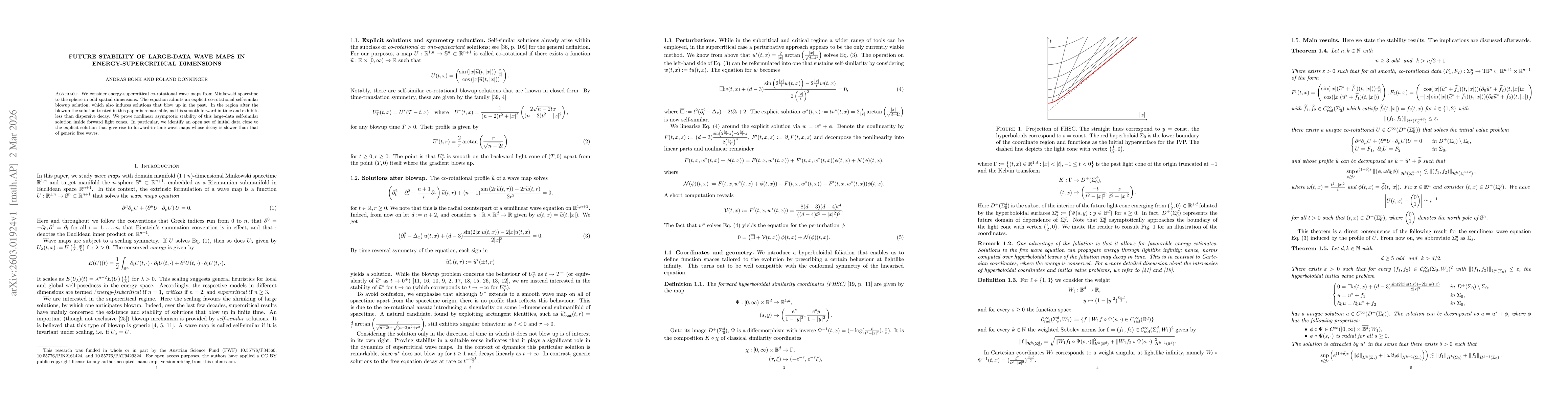 Thumbnail for Future stability of large-data wave maps in energy-supercritical dimensions
