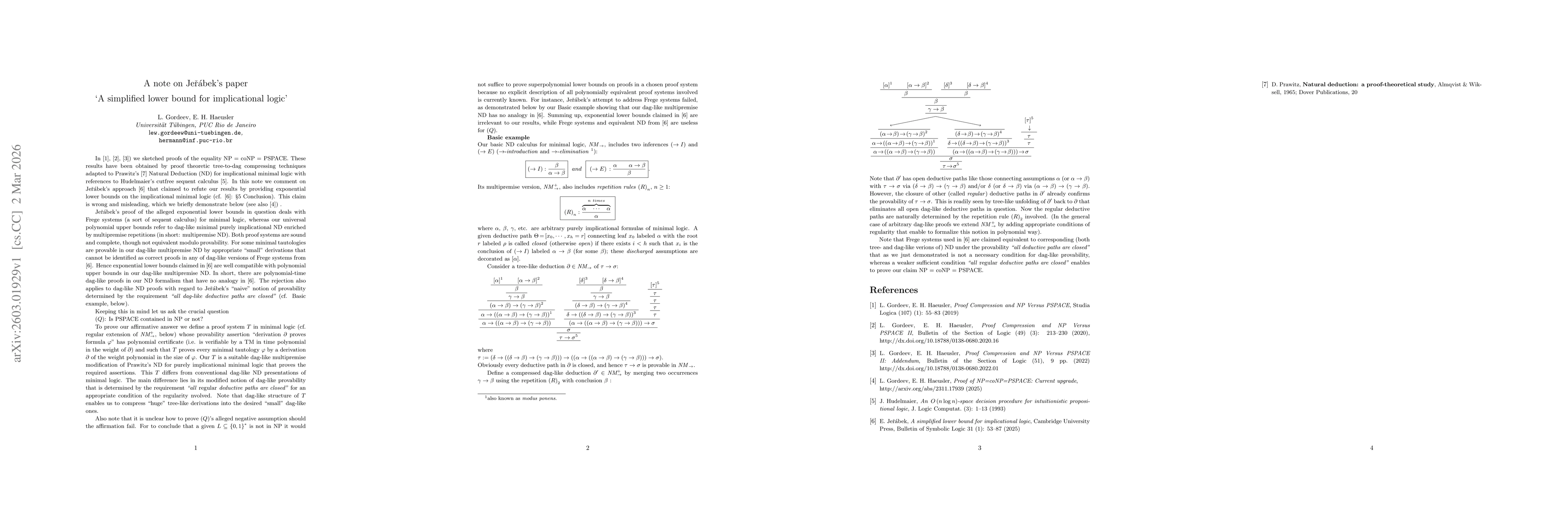 Thumbnail for A note on Jerabek's paper "A simplified lower bound for implicational logic"