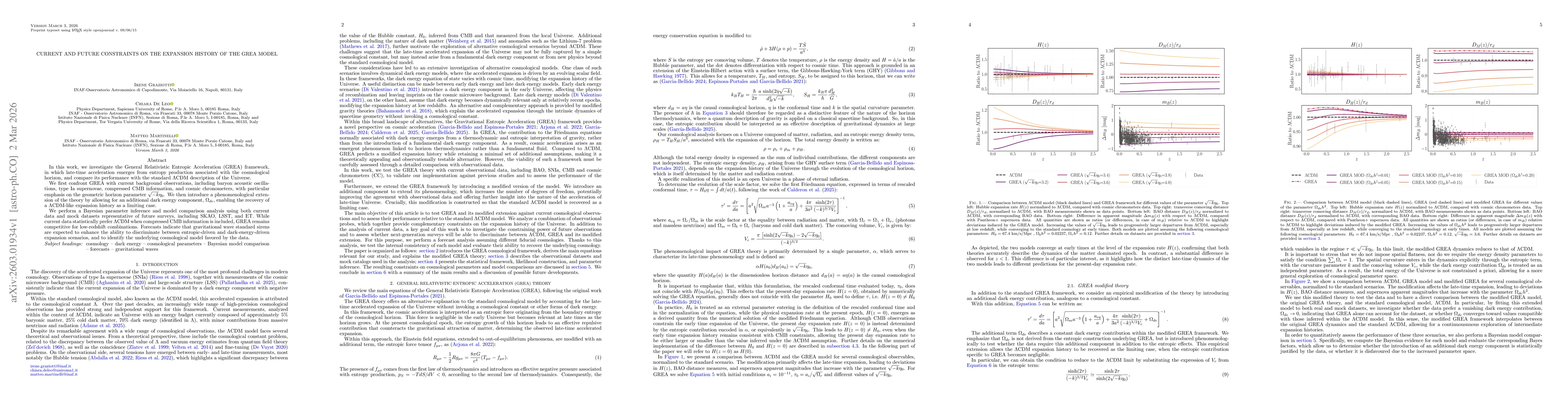 Thumbnail for Current and future constraints on the expansion history of the GREA model