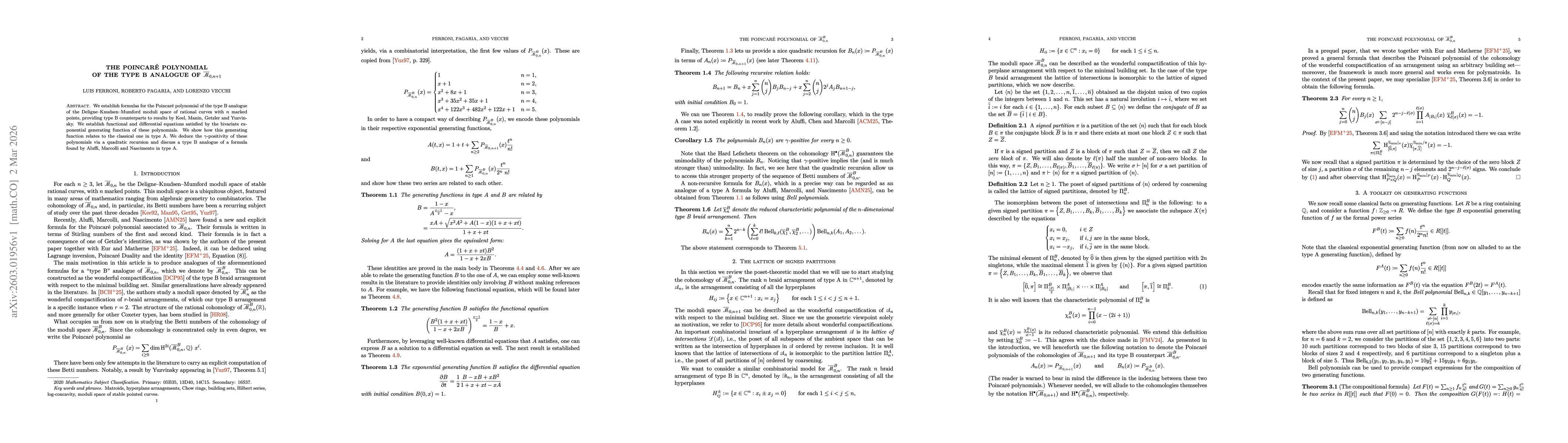 Thumbnail for The Poincaré polynomial of the type B analogue of $\overline{\mathcal{M}}_{0,n+1}$