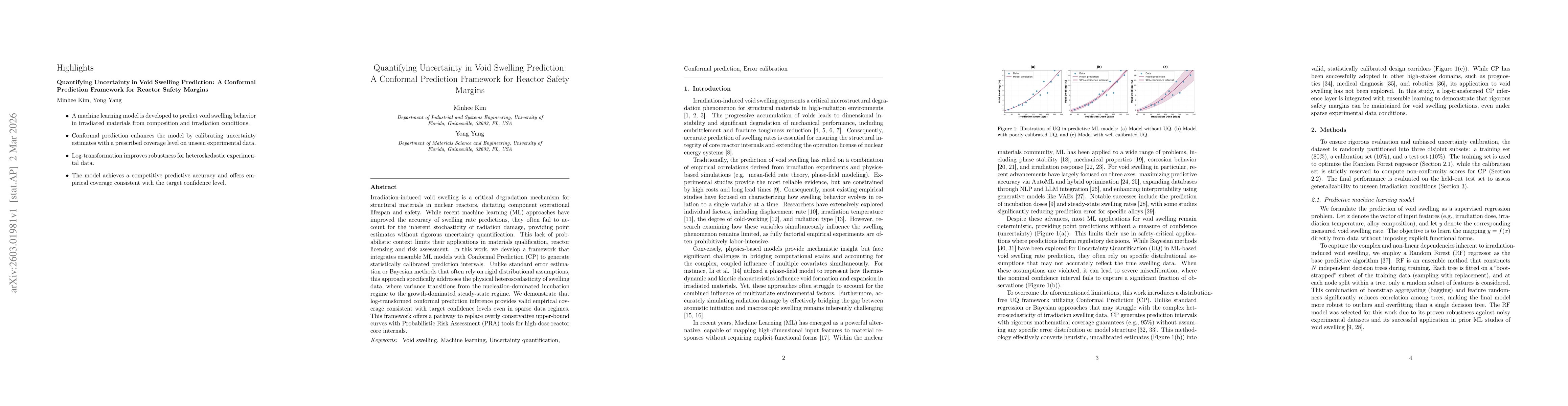 Thumbnail for Quantifying Uncertainty in Void Swelling Prediction: A Conformal Prediction Framework for Reactor Safety Margins