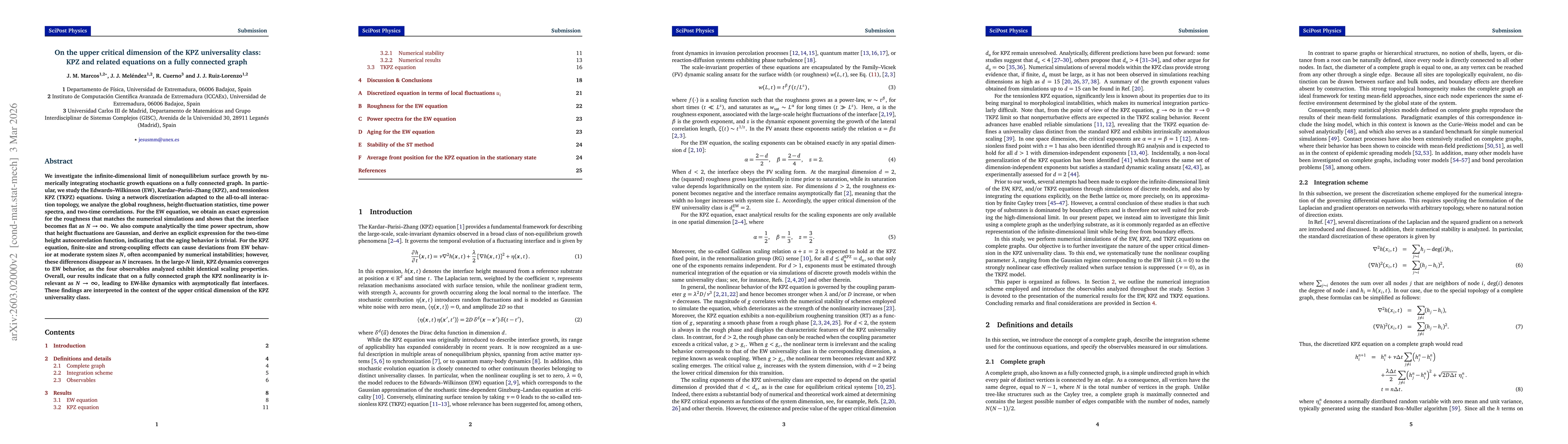 Thumbnail for On the upper critical dimension of the KPZ universality class: KPZ and related equations on a fully connected graph