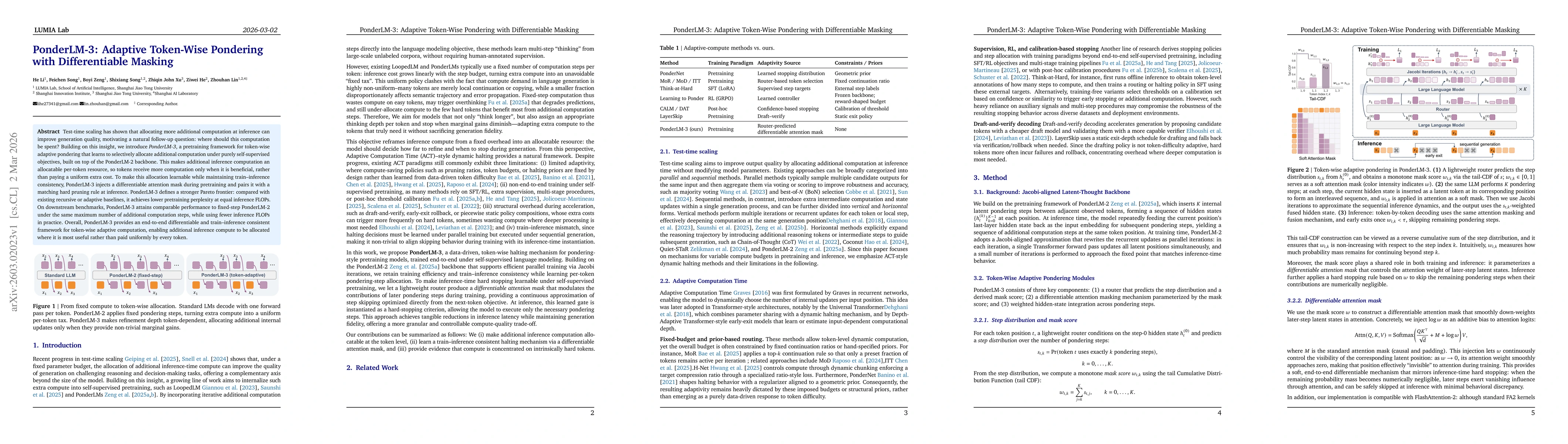 Thumbnail for PonderLM-3: Adaptive Token-Wise Pondering with Differentiable Masking