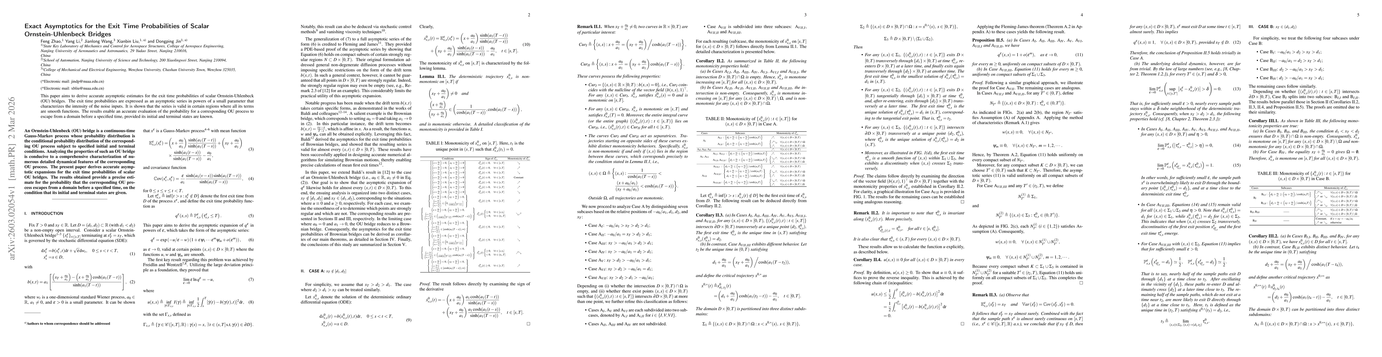 Thumbnail for Exact Asymptotics for the Exit Time Probabilities of Scalar Ornstein-Uhlenbeck Bridges