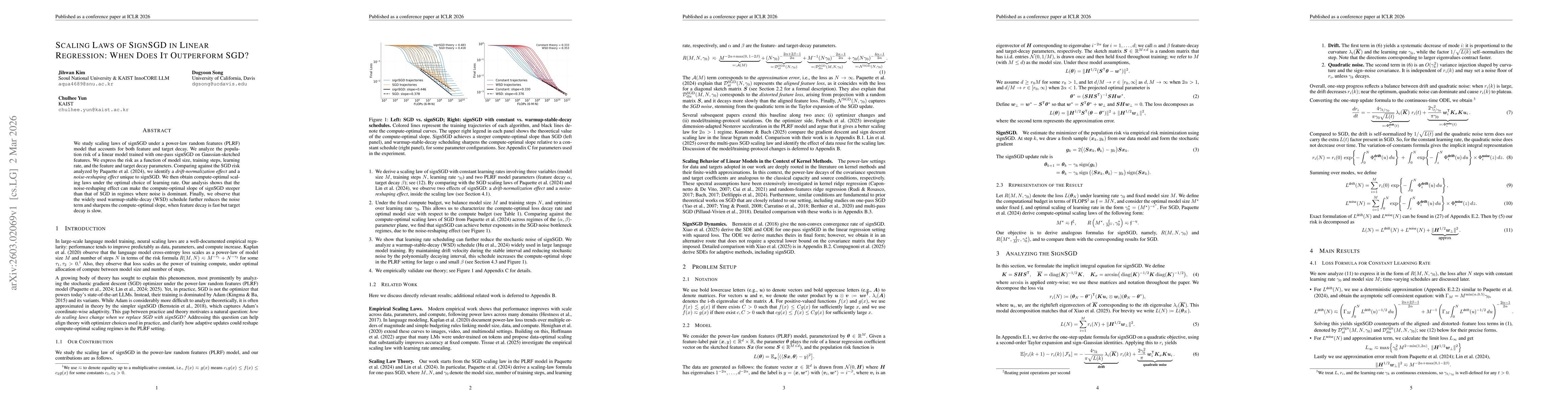 Thumbnail for Scaling Laws of SignSGD in Linear Regression: When Does It Outperform SGD?