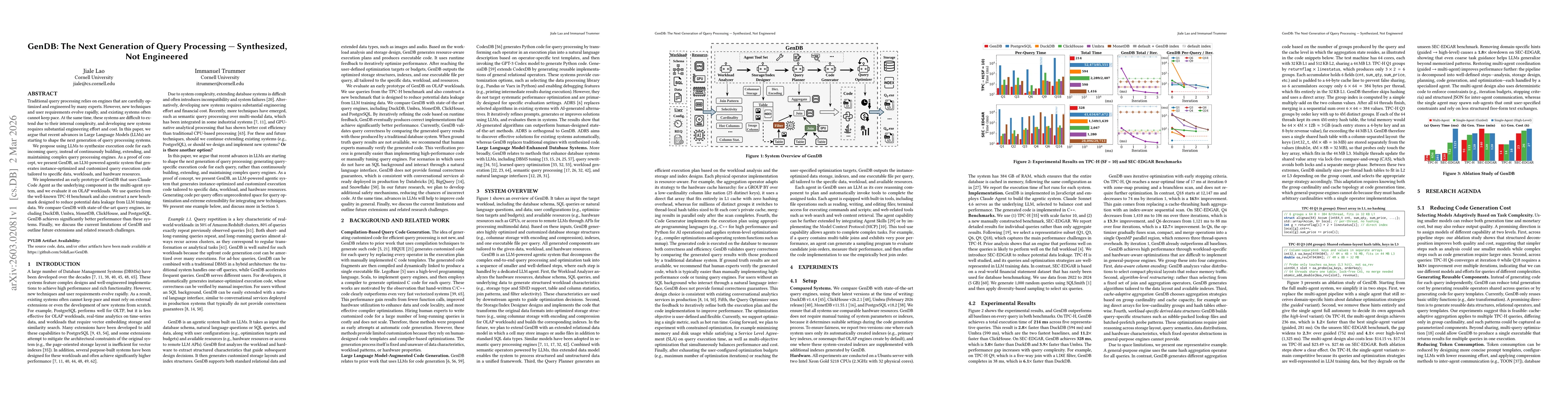 Thumbnail for GenDB: The Next Generation of Query Processing -- Synthesized, Not Engineered