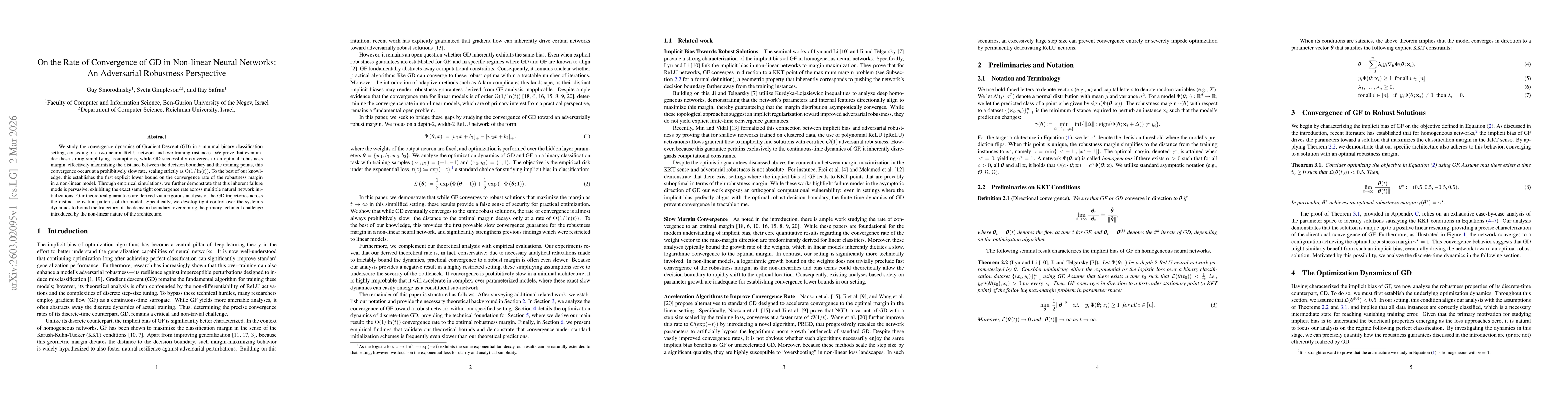 Thumbnail for On the Rate of Convergence of GD in Non-linear Neural Networks: An Adversarial Robustness Perspective
