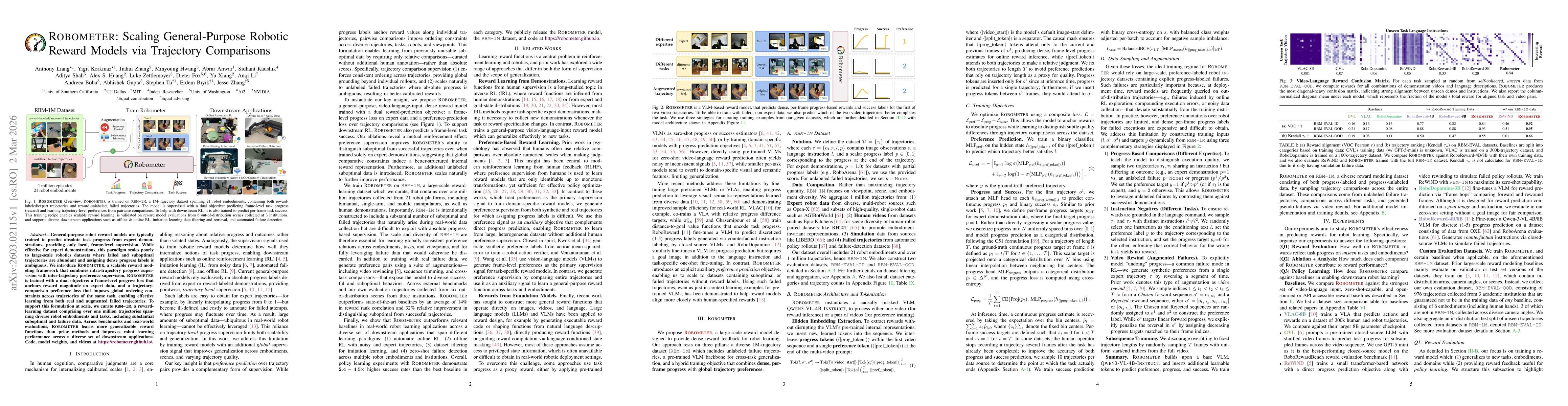 Thumbnail for Robometer: Scaling General-Purpose Robotic Reward Models via Trajectory Comparisons