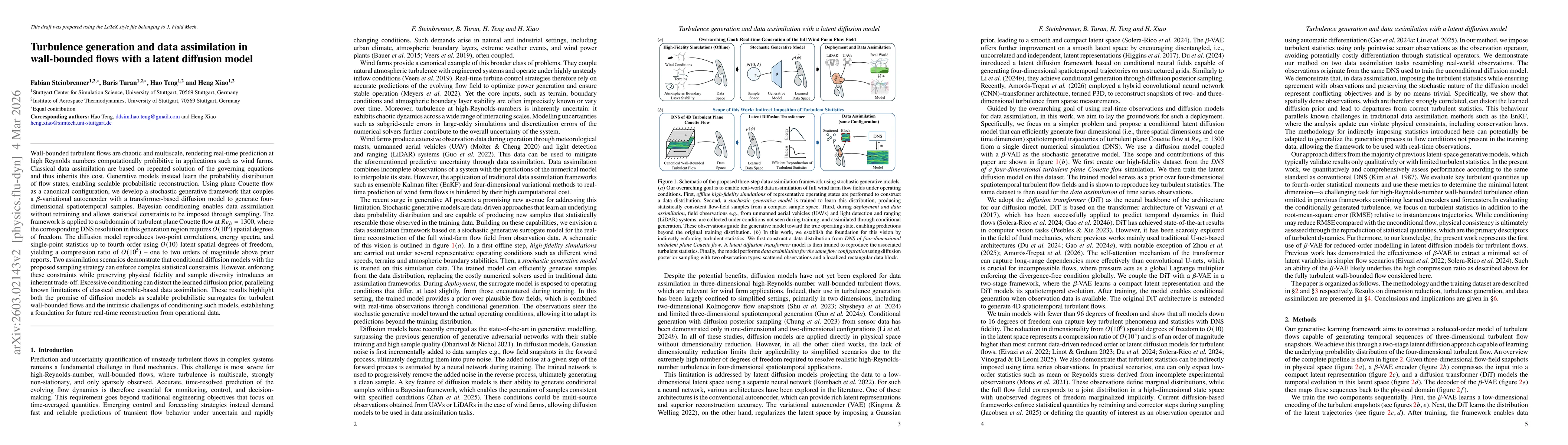 Thumbnail for Turbulence generation and data assimilation in wall-bounded flows with a latent diffusion model