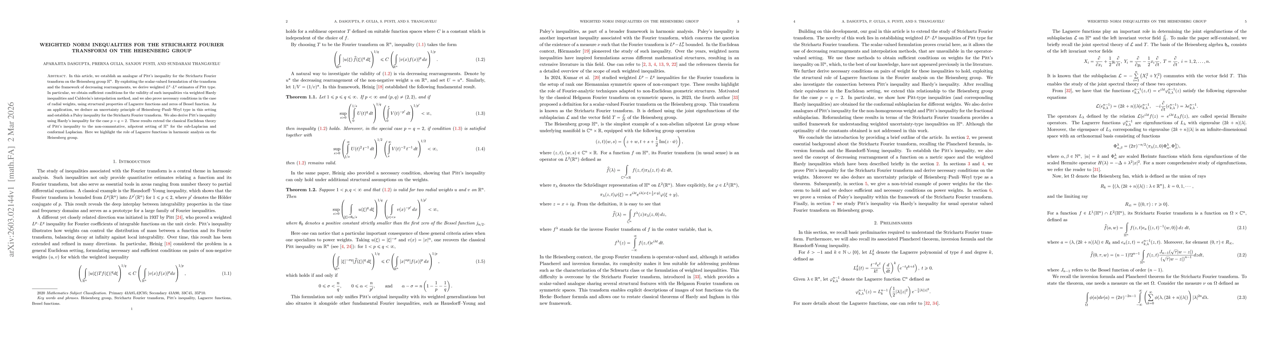 Thumbnail for Weighted Norm Inequalities for the Strichartz Fourier transform on the Heisenberg Group
