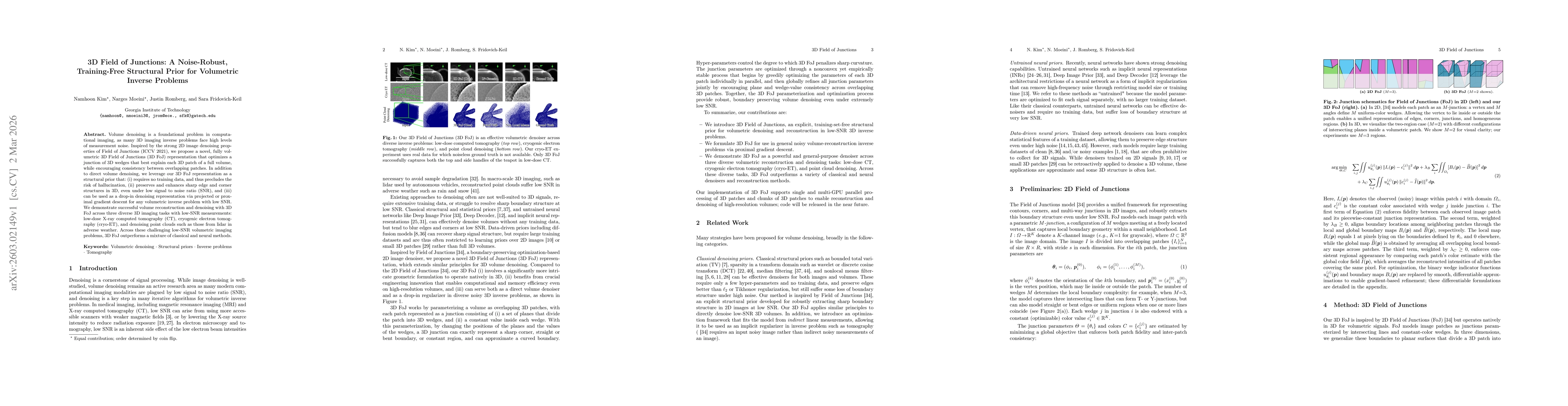 Thumbnail for 3D Field of Junctions: A Noise-Robust, Training-Free Structural Prior for Volumetric Inverse Problems