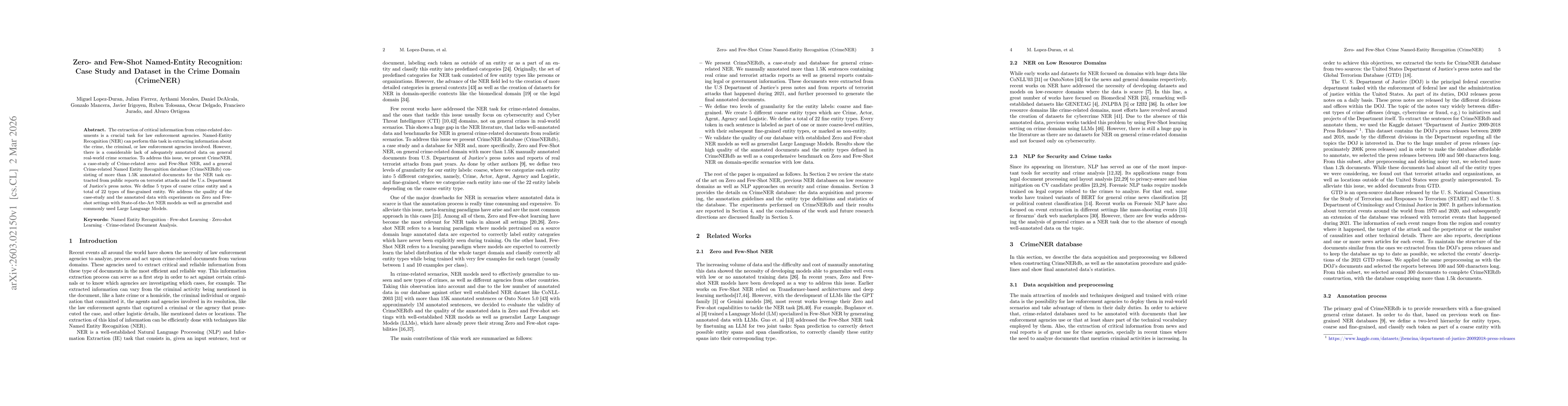 Thumbnail for Zero- and Few-Shot Named-Entity Recognition: Case Study and Dataset in the Crime Domain (CrimeNER)