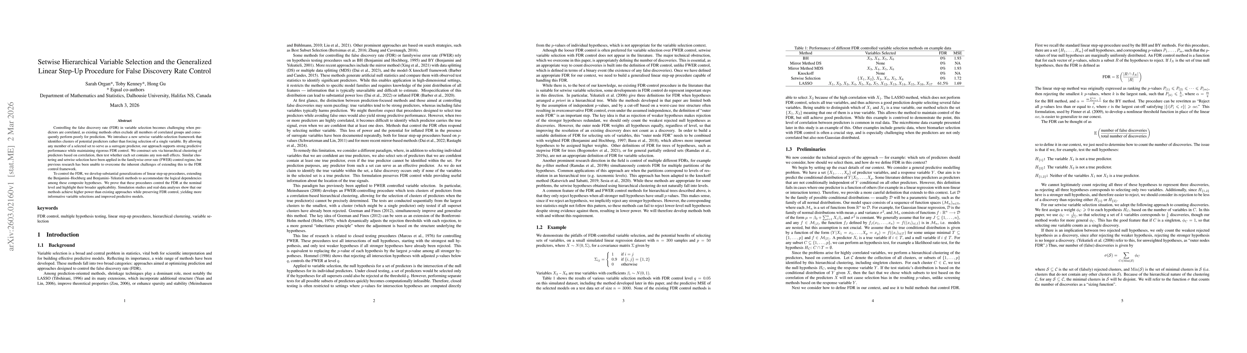 Thumbnail for Setwise Hierarchical Variable Selection and the Generalized Linear Step-Up Procedure for False Discovery Rate Control