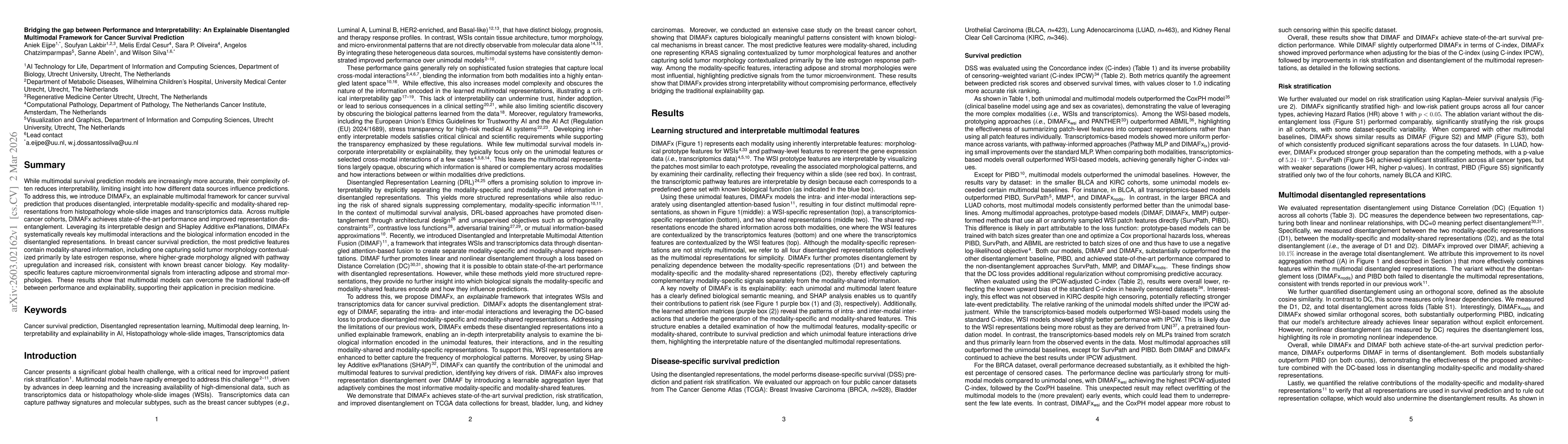 Thumbnail for Bridging the gap between Performance and Interpretability: An Explainable Disentangled Multimodal Framework for Cancer Survival Prediction