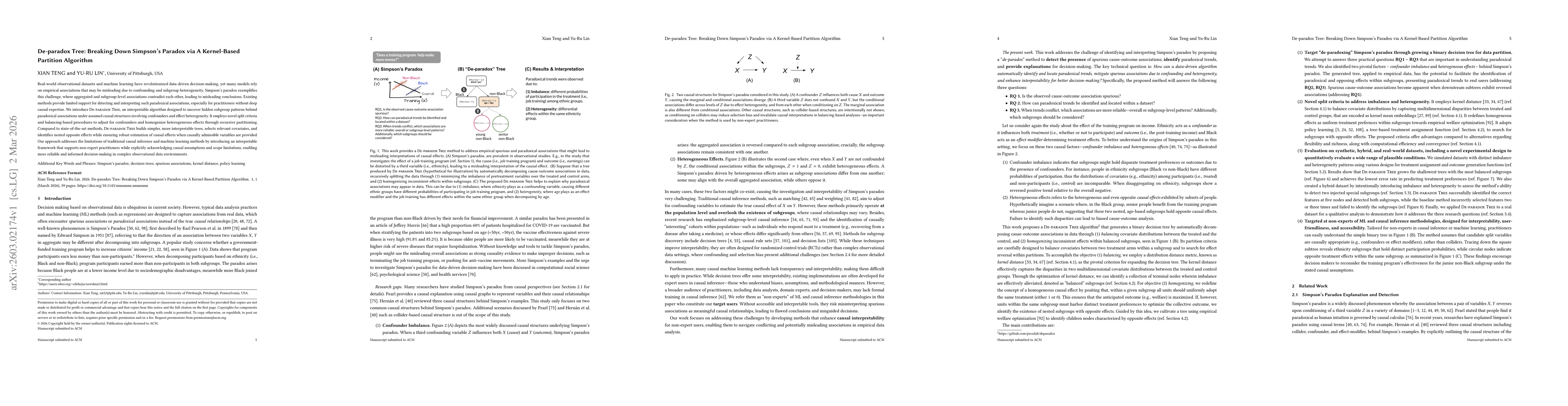 Thumbnail for De-paradox Tree: Breaking Down Simpson's Paradox via A Kernel-Based Partition Algorithm