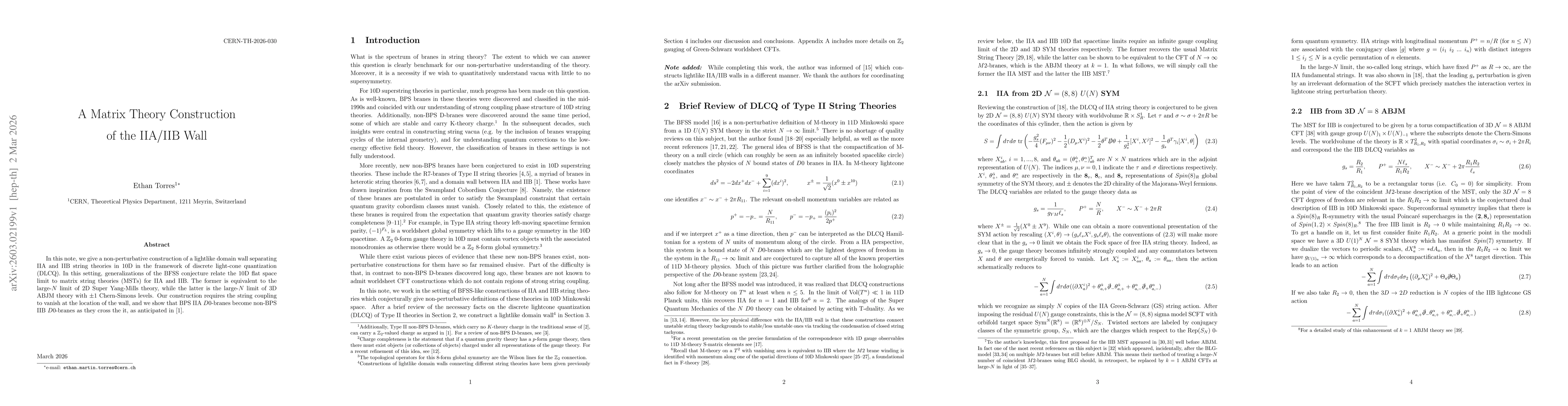 Thumbnail for A Matrix Theory Construction of the IIA/IIB Wall