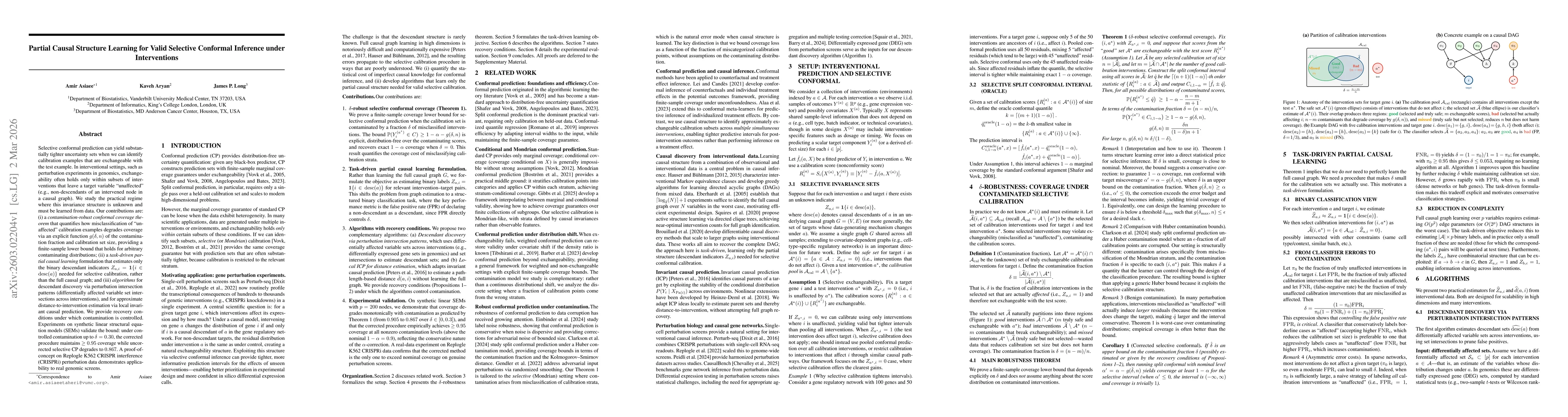 Thumbnail for Partial Causal Structure Learning for Valid Selective Conformal Inference under Interventions