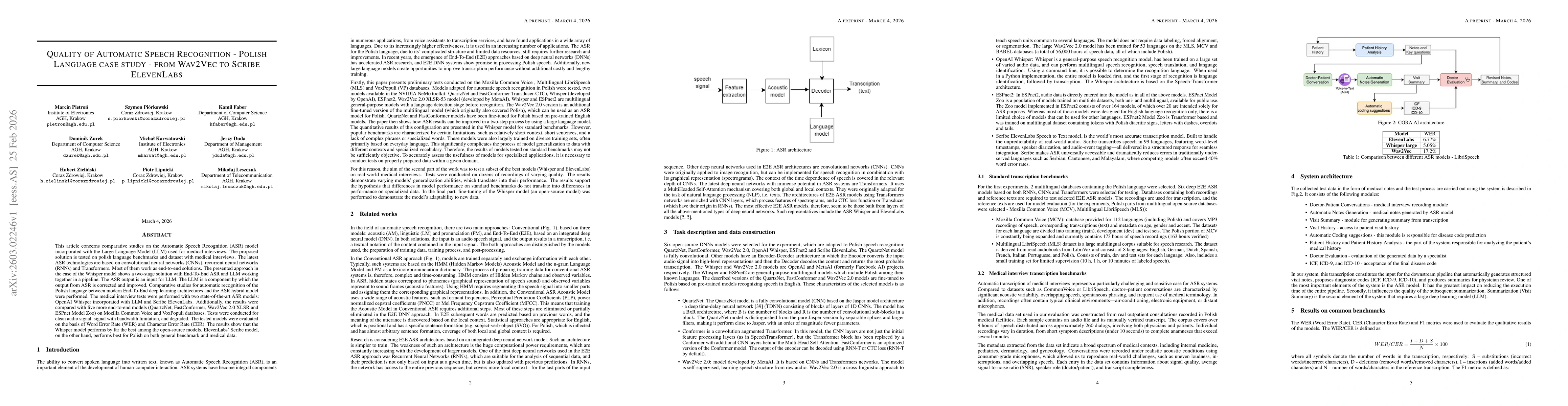 Thumbnail for Quality of Automatic Speech Recognition -- Polish Language case study -- from Wav2Vec to Scribe ElevenLabs
