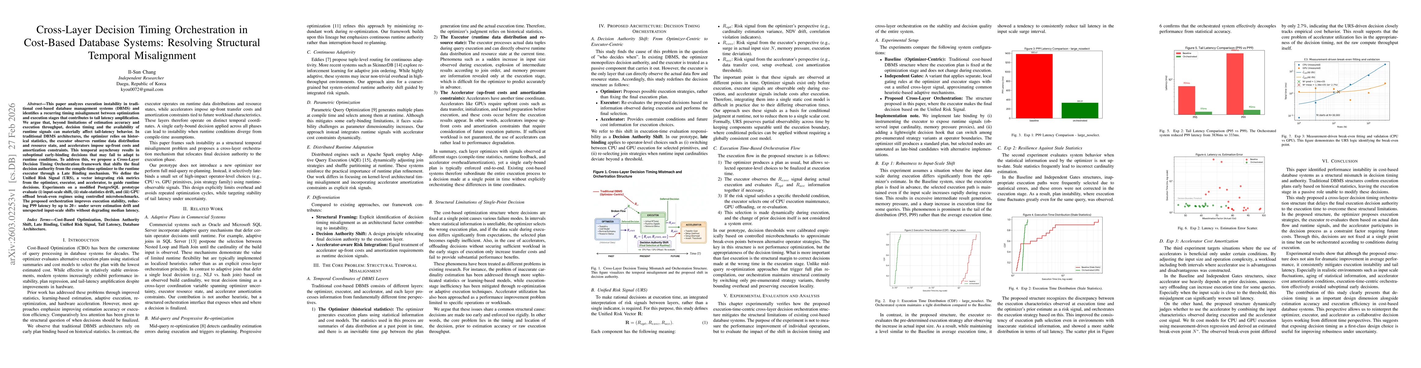 Thumbnail for Cross-Layer Decision Timing Orchestration in Cost-Based Database Systems: Resolving Structural Temporal Misalignment