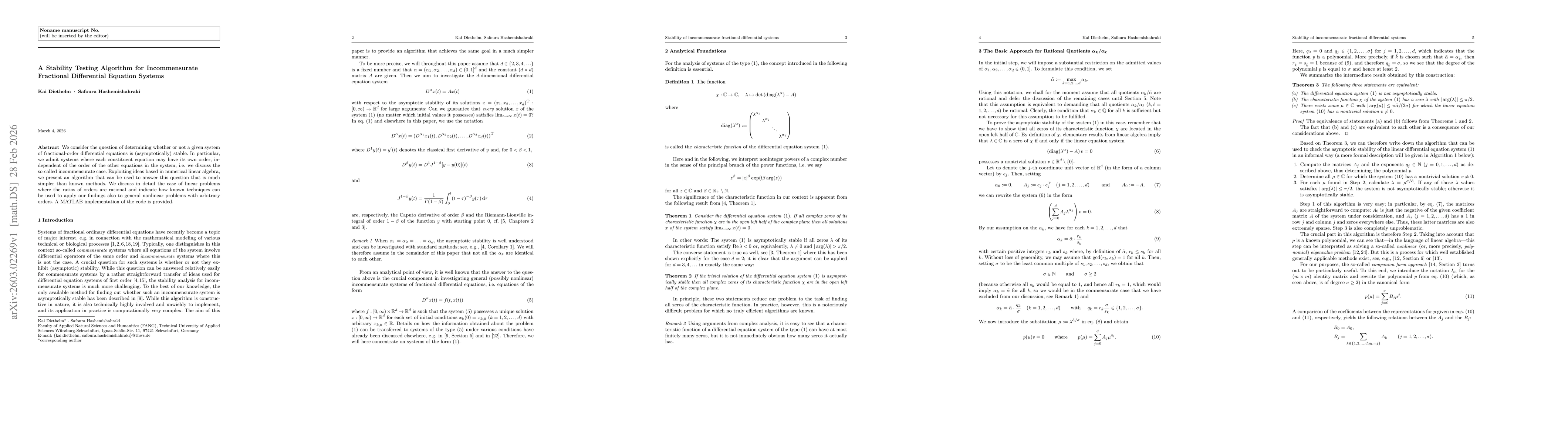 Thumbnail for A Stability Testing Algorithm for Incommensurate Fractional Differential Equation Systems