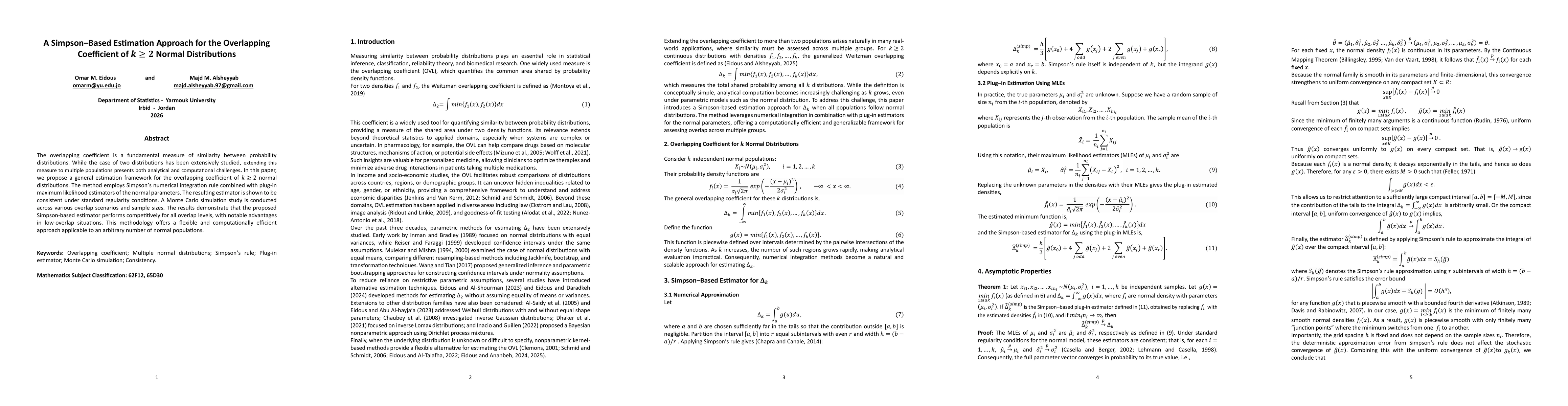 Thumbnail for A Simpson Based Estimation Approach for the Overlapping Coefficient of k>=2 Normal Distributions