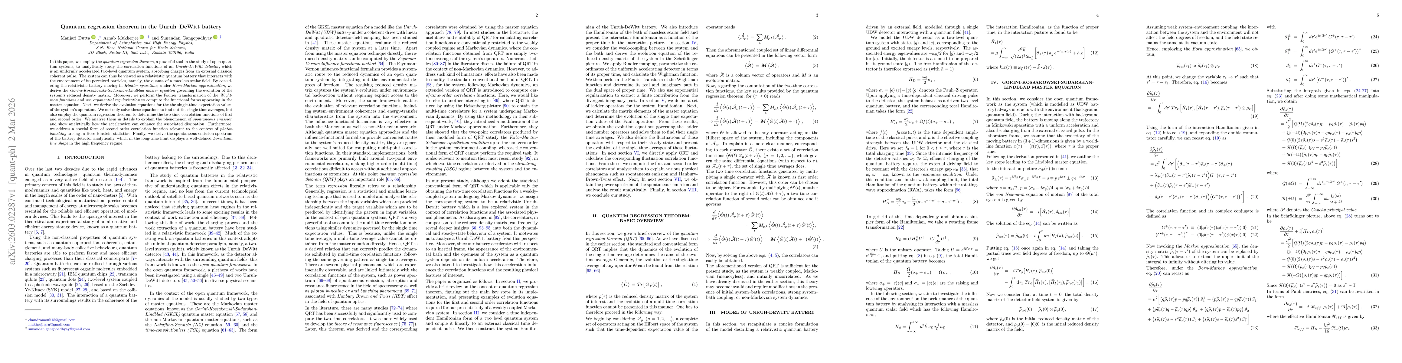 Thumbnail for Quantum regression theorem in the Unruh-DeWitt battery