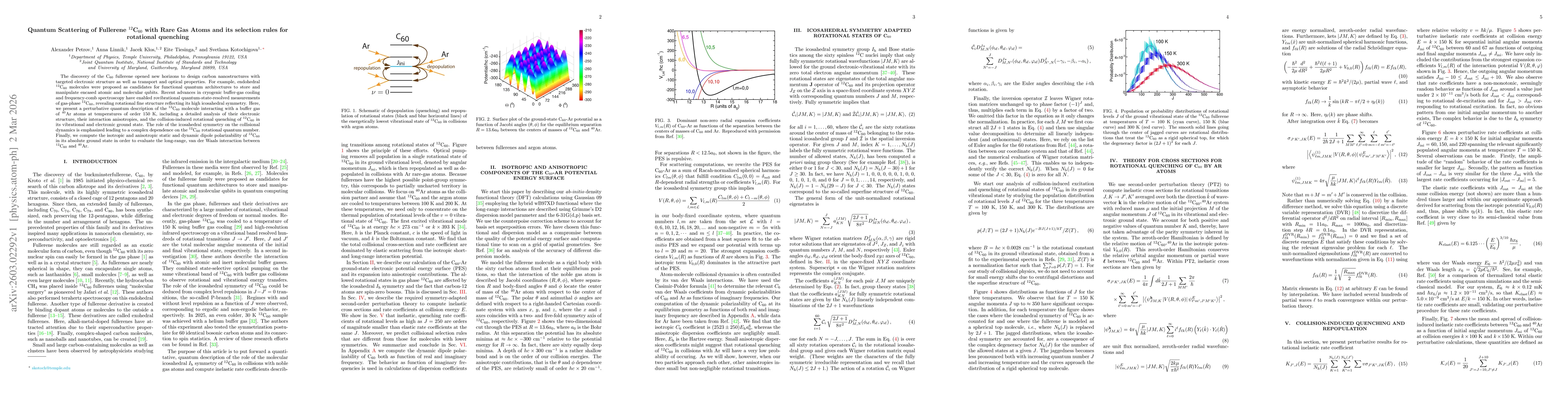 Thumbnail for Quantum Scattering of Fullerene 12C60 with Rare Gas Atoms and its selection rules for rotational quenching