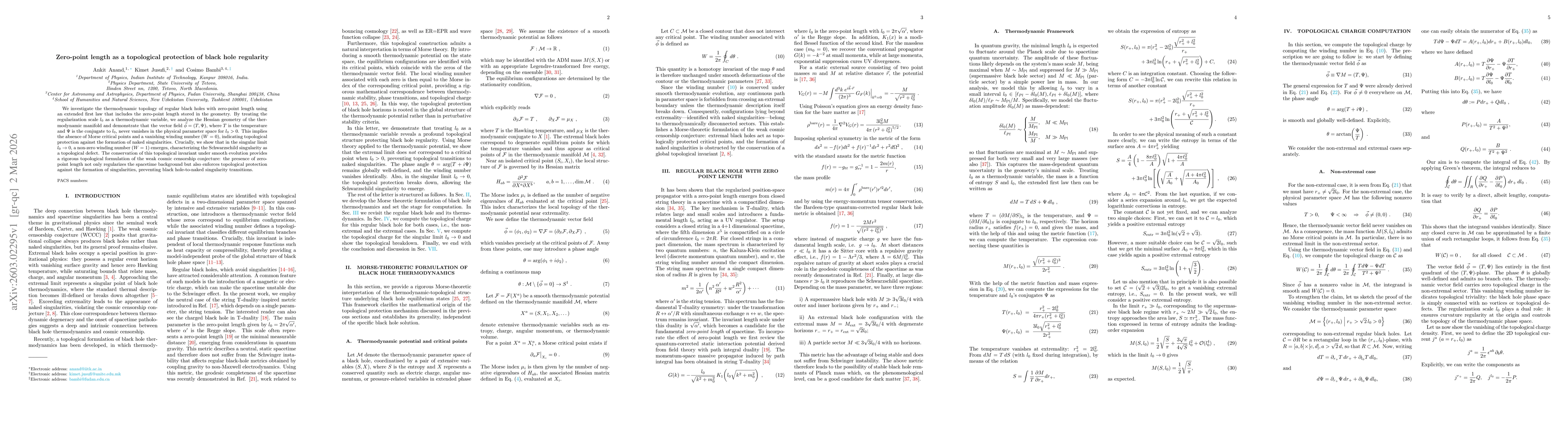 Thumbnail for Zero-point length as a topological protection of black hole regularity